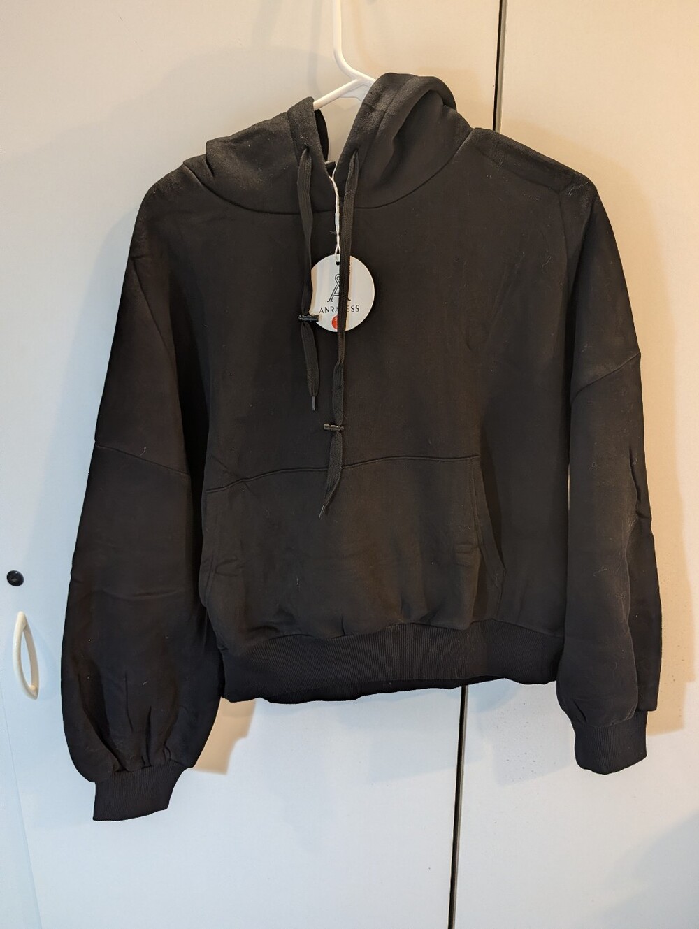 Anrabess Woman's Small Black Hoodie Sweatshirt with Drawstring Hood NWT